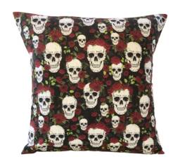 1 X Red Black Green Skulls & Roses Gothic Metal Scatter Pillow Cushion Cover