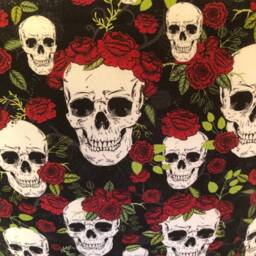 1 X Red Black Green Skulls & Roses Gothic Metal Cushion Cover - thumbnail 2