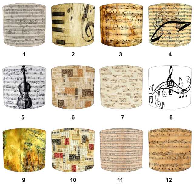 Vintage Sheet Musical Notes Drum Lampshade For Ceiling Light Pendants Or Table Lamp Bases - image 1