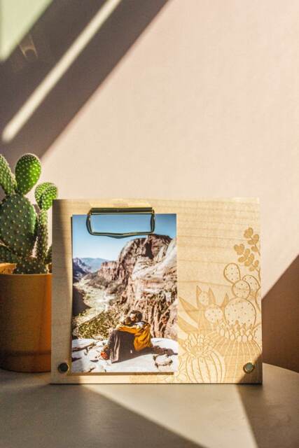 Cactus Garden Wood Picture Frame [Desert Photo Frame, Family Gifts For Her, Desert Frame] - image 1