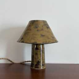 Handmade Olive Green Ceramic Table Lamp, Minimalist Clay Modern Bedside Pottery Lamp - thumbnail 3