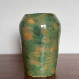 Handmade Green Ceramic Table Lamp, Minimalist Clay Modern Bedside Pottery Lamp - thumbnail 3