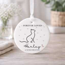 Cat Memorial Flower Vase - Personalised Pet Loss Gift Paw Prints On Our Hearts Bereavement Keepsake Remembrance UK - thumbnail 3