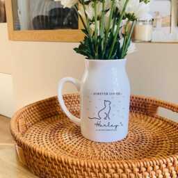 Cat Memorial Flower Vase - Personalised Pet Loss Gift Paw Prints On Our Hearts Bereavement Keepsake Remembrance UK - thumbnail 2