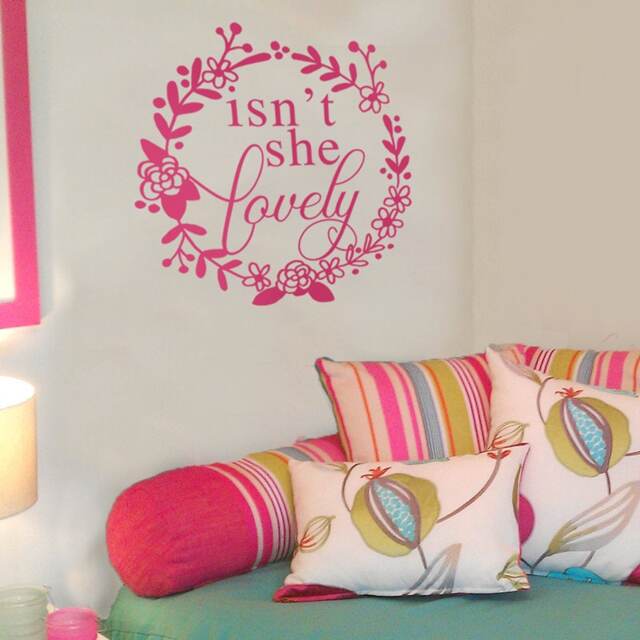 Isn't She Lovely Wall Decal - Flower Wreath Vinyl Art - image 1