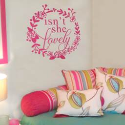 Isn't She Lovely Wall Decal - Flower Wreath Vinyl Art - thumbnail 1