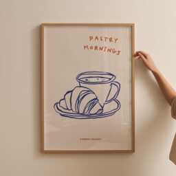 Croissant Print, Pastries Kitchen Wall Art, Decor, Trendy Bakery Home Inspo, Art Unframed - thumbnail 3