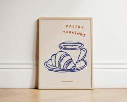 Croissant Print, Pastries Kitchen Wall Art, Decor, Trendy Bakery Home Inspo, Art Unframed - thumbnail 1