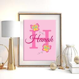 Butterfly Monogram Name Print Girls Wall Nursery Decor - Personalized, Digital Download - thumbnail 2