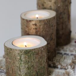 Rustic Wood Tealight Holder, Log Candle Gift Home Decor, Wedding, Woodland Baby - thumbnail 4