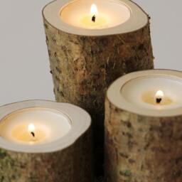 Rustic Wood Tealight Holder, Log Candle Gift Home Decor, Wedding, Woodland Baby - thumbnail 3