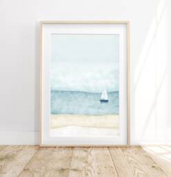 Watercolor Coastal Art, Abstract Art Prints, Neutral Wall Beach Artwork, Printable Decor, Digital Download - thumbnail 1