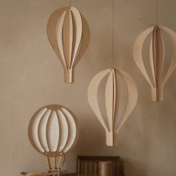 Wooden Hot Air Balloons 3D - Handcrafted Wall Hanging For Nursery Or Playroom, Wall Decoration Kids, Luftballons Aus Holz - thumbnail 2