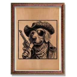 Vintage Cowboy Golden Retriever Poster - Rustic Western Dog Wall Art, Antique Country Decor Illustration - thumbnail 1