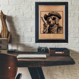 Vintage Cowboy Golden Retriever Poster - Rustic Western Dog Wall Art, Antique Country Decor Illustration - thumbnail 3