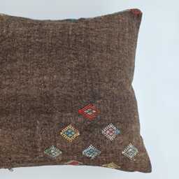Moroccan Cactus Silk Cushion Cover, Handmade Charcoal Brown Sabra Throw Pillow, Scatter 20''x20''/50x50 cm - thumbnail 2