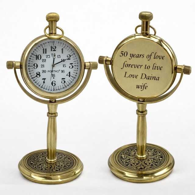 Custom Golden Anniversary Desk Clock - 50Th Wedding Gift For Couples - Parents - image 1