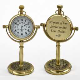 Custom Golden Anniversary Desk Clock - 50Th Wedding Gift For Couples - Parents - thumbnail 1