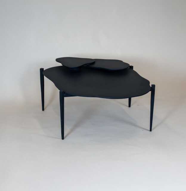 Black Wavy Coffee Table Organic Modern Design - image 1