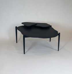 Black Wavy Coffee Table Organic Modern Design - thumbnail 1