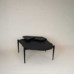 Black Wavy Coffee Table Organic Modern Design - thumbnail 2