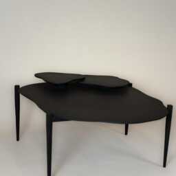 Black Wavy Coffee Table Organic Modern Design - thumbnail 4