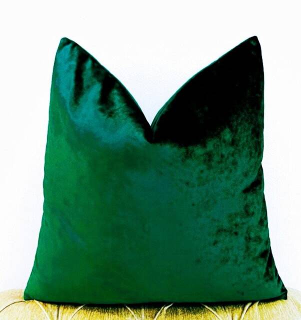 Emerald Green Velvet Pillow Cover Decorative Throw Euro Sham, Xmas Cushion For Holiday Decoration - image 1