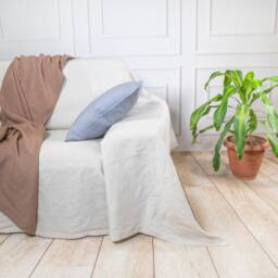Handmade Linen Sofa Cover - Tailored Couch Throw, Organic Flax - thumbnail 3