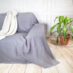 Handmade Linen Sofa Cover - Tailored Couch Throw, Organic Flax