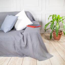Handmade Linen Sofa Cover - Tailored Couch Throw, Organic Flax - thumbnail 2