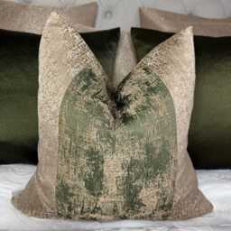 Gold Green Stripe Lumbar Pillow Cover - Modern Glam Cushion For Sofa Bed Throw Sham Bespoke Soft Furnishing Curico - thumbnail 4