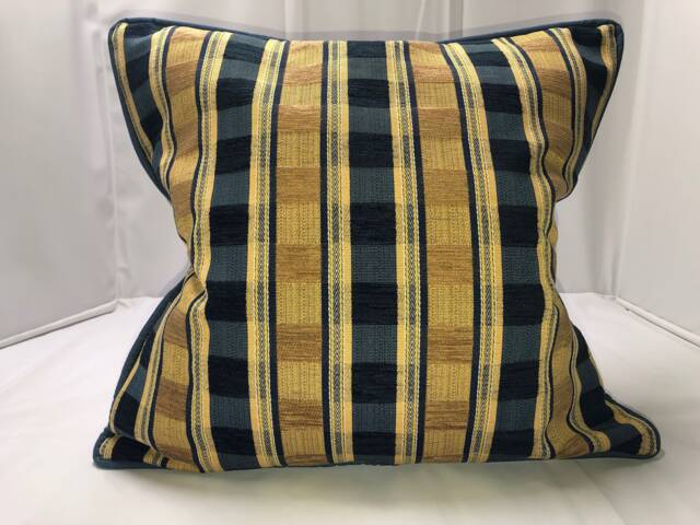 Custom Pillows/ Blue & Beige Plaid Fabric/Chenille - image 1