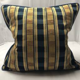 Custom Pillows/ Blue & Beige Plaid Fabric/Chenille - thumbnail 4