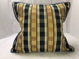 Custom Pillows/ Blue & Beige Plaid Fabric/Chenille - thumbnail 1