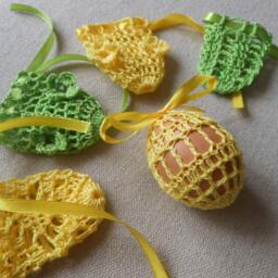Crochet Easter Egg Cover, Set Of 5 Hand Crocheted Eggs Decoration Green Yellow - thumbnail 2