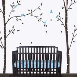 Birch Trees For Nursery Room With Birds Wall Stickers Kids Room Sticker Decals Art Decalisland - Wall Decal Sd 059 - thumbnail 2