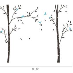 Birch Trees For Nursery Room With Birds Wall Stickers Kids Room Sticker Decals Art Decalisland - Wall Decal Sd 059 - thumbnail 3