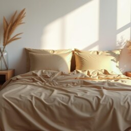 Caramel Sateen Duvet Cover 1 Duvet Cotton Satin Comforter Set - thumbnail 3