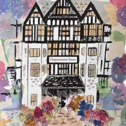 Illustrated Liberty London Department Store Floral Window Cushion - thumbnail 2