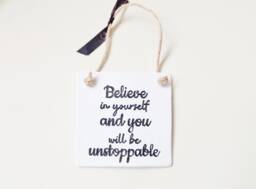 Empowering Inspiring Life Quote Plaque Believe Positive Phrase Ornament Sign Meaningful Family Friends Gift - thumbnail 1