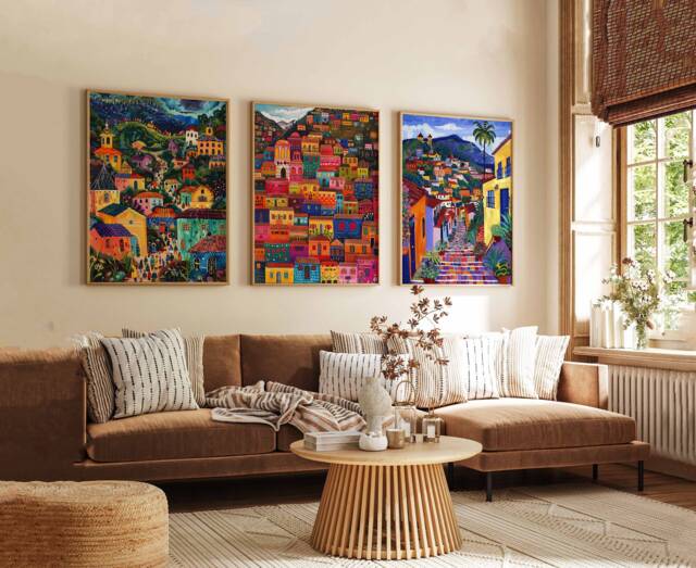 Set Of 3 Quito Poster, Ecuador South America Historic Mountain Travel Print, Wall Art, Art - image 1
