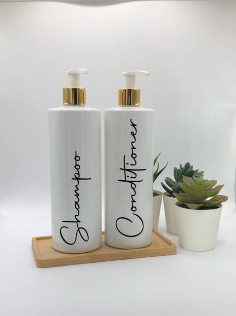Personalised White Tubular Soap Dispenser Bottle With White/Gold Pump 250Ml & 500Ml - image 1