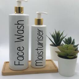Personalised White Tubular Soap Dispenser Bottle With White/Gold Pump 250Ml & 500Ml - thumbnail 2