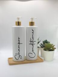 Personalised White Tubular Soap Dispenser Bottle With White/Gold Pump 250Ml & 500Ml - thumbnail 1