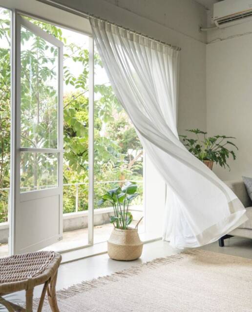 Set Of 2, Pair Pleated Thick Chiffon Curtains White Voile Drapery Window Sheer Curtain Bedroom Custom - image 1