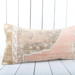 Lumbar Kilim Pillow Cover 12x24 Handmade Turkish Boho Decor - thumbnail 2