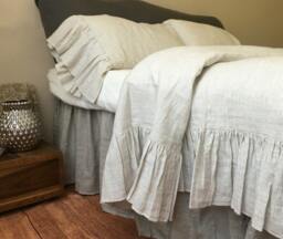Shabby Chic Linen Ruffled Duvet Cover With Mermaid Long Ruffle Style, Bedding, Shabby Chic Bedding - thumbnail 1