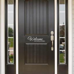 Welcome No Soliciting Decal Front Door - Entryway Or Wall Vinyl Sticker - Great Gift Idea/Home Decor - thumbnail 2