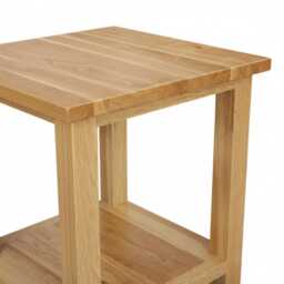 Solid Oak Side Table With Shelf - Lacquered Natural Grain Lamp - thumbnail 2