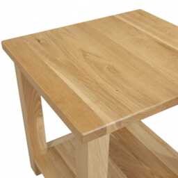 Solid Oak Side Table With Shelf - Lacquered Natural Grain Lamp - thumbnail 3
